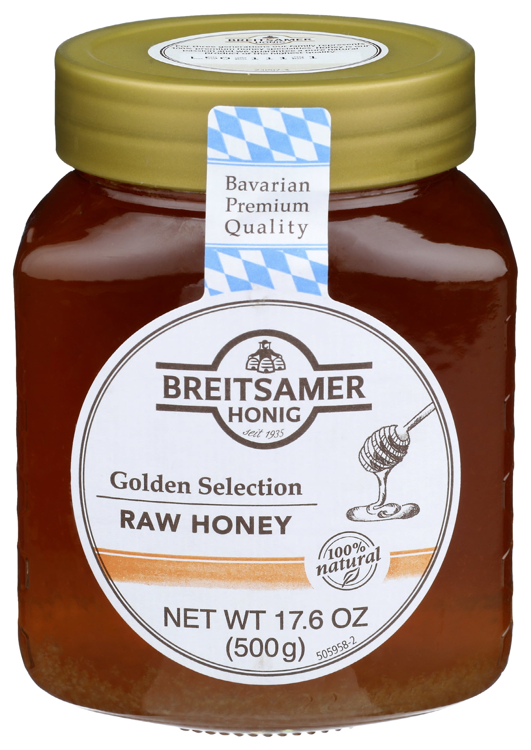 Pack of 6, Breitsamer Honig Golden Selection Raw Honey, 17.6 oz