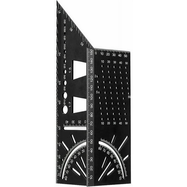 Regla de medición innovadora para carpintería, aleación de aluminio, escalas de grabado transparentes, herramienta de ángulo de inglete 3D para alta precisión, medición de ángulos de 45 y 90 grados,