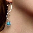 thumbnail image 4 of AYYUFE 1 Pair Exquisite Dangle Earrings Faux Turquoise Fall Resistant Elegant Long Style Hanging Earrings for Gifts, 4 of 8