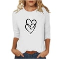 thumbnail image 1 of Plebaso Hauts Cœur pour Femmes Manches 3/4 Col Rond T-Shirts Décontractés Imprimé Pull Femmes 2025 Tee Blouses, 1 of 4