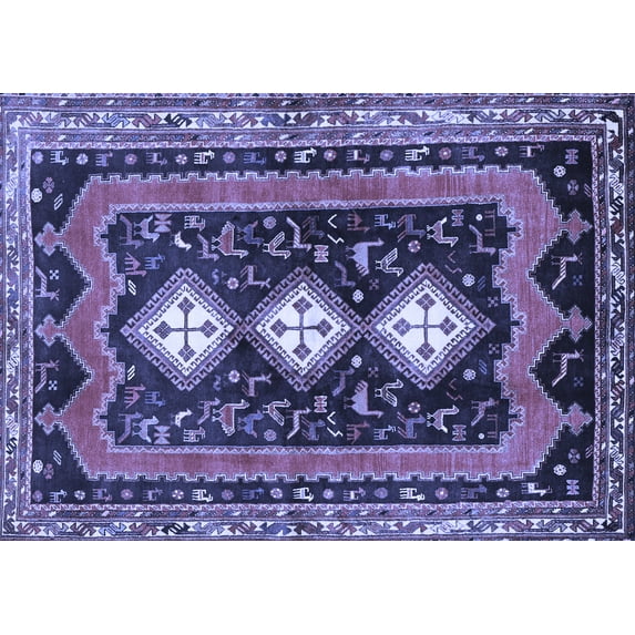 Ahgly Company Machine Washable Indoor Rectangle Persian Blue Traditional Area Rugs, 4' x 6'