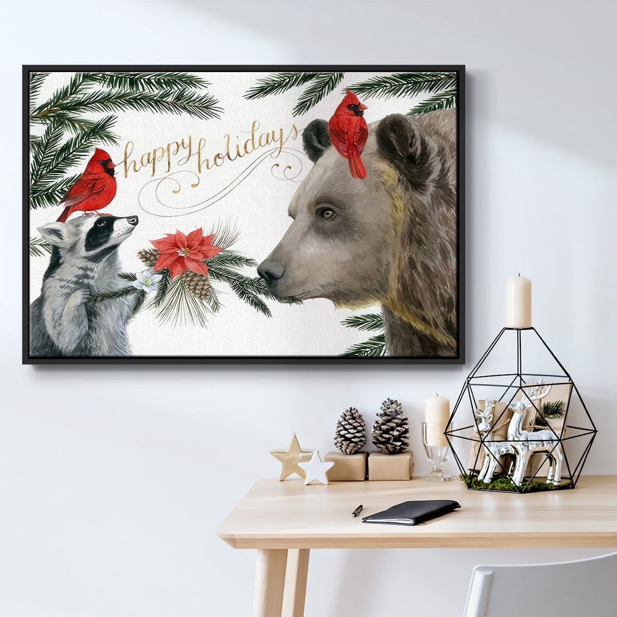 Timberland Christmas Collection A - Framed Gallery Wrapped Holiday Canvas - 25 x 37 - Black Frame