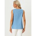 thumbnail image 4 of Blusa sólida liviana para mujer Camiseta sin mangas de ajuste holgado sin mangas Azul claro XL, 4 of 6