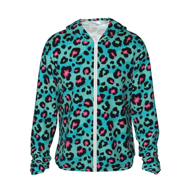 Lsque Léopard 1 Motif UPF 50+ Léger Protection Solaire Chemise à Manches Longues pour Hommes et Femmes, Chandail à Capuchon Performance -TG