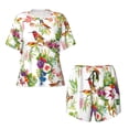 thumbnail image 4 of Qekee Birds And Flowers Women's Pajama Set Short Sleeve Sleepwear Summer Home Wear with Pockets Soft Short Sleeve Shirt - Birds And Flowers, 4 of 9