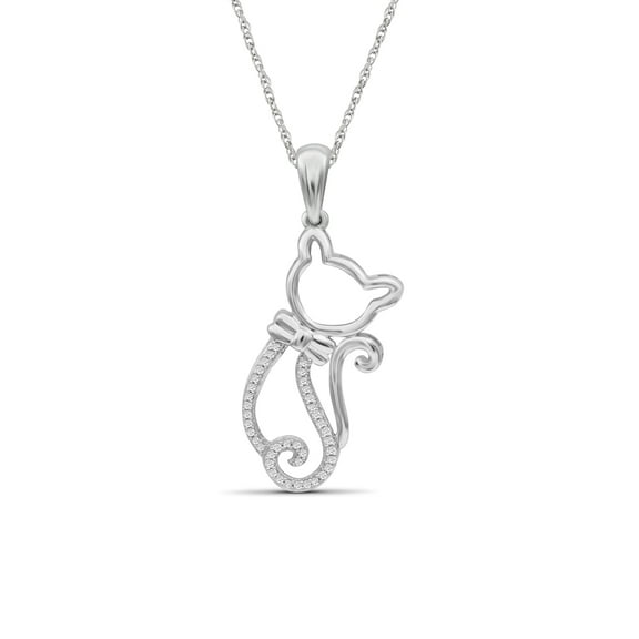 JewelersClub Accent White Diamond Sterling Silver Cat Pendant