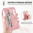 thumbnail image 5 of Mantto Galaxy S21 FE Case, Embossed PU Leather Anti-Drop Drop Proof Kickstand Card Holder Magnetic Wrist Strap Phone Case Women Men Flip Folio Cover for Samsung Galaxy S21 FE 5G 6.4", Pink, 5 of 8