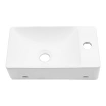 14.88"×8.69"×3.88" White Ceramic Rectangle Wall-Mount Bathroom Sink with Single Faucet Hole