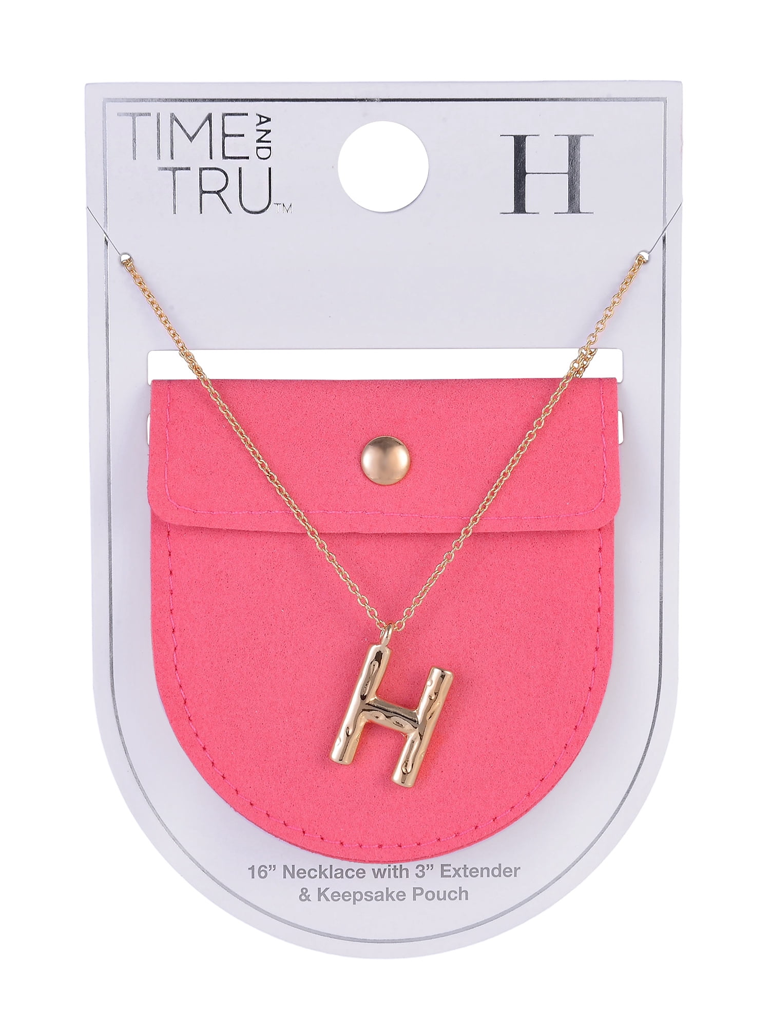 Time and Tru Goldtone Hammered Initial "H" Pendant Necklace