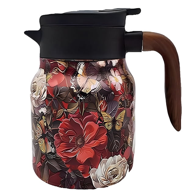 Separación Té Aislamiento Térmico TEATO Aislada Tetera 800 Ml Patrón Floral Vintage Acero Inoxidable Con Infusor para El Y Comedor