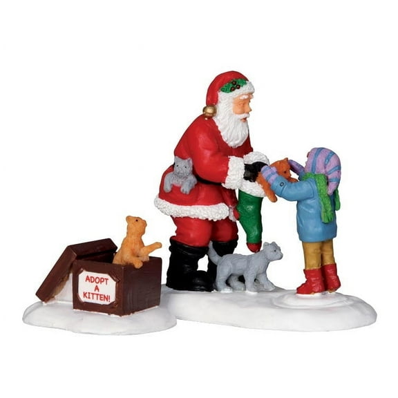 Lemax Village Collection 276” Christmas Santa with Kittens Polyresin Figurine