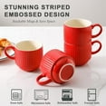 thumbnail image 4 of TRAHOO-Red Coffee Mugs, 15 oz Stackable Coffee Cups Set of 4 with Rack - Ceramic Large Ribbed Modern Latte Cup Set for Cappuccino, Tea, Hot Cocoa, Drinks - Dishwasher & Microwave Safe, 4 of 4