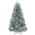 thumbnail image 1 of HOMCOM 6ft Flocked Artificial Christmas Tree with Metal Stand, Hinged Tips, 1 of 10