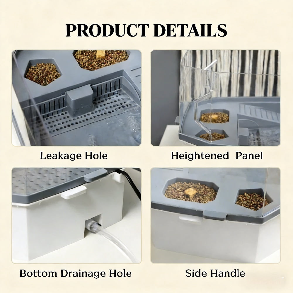 Turtle Tank Reptile Habitat Aquarium Indoor Terrarium 24.5In 3-Layer Filtration System Water Pump Circulation Basking Climbing Diving Areas Drainage Holes White Polypropylene PC Assembly