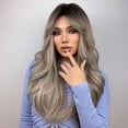 thumbnail image 5 of Brown Blonde Wigs for Women Long Blonde Wavy With Dark Roots Synthetic Wig Heat Resistant, 5 of 6