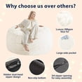 thumbnail image 5 of Ambitelligence Large Bean Bag Chair Cover, Plush Bean Bags Chairs Cover Only Without Filler Included, Beanbag Chairs for Adults, Teens, Kids, White 5FT, 5 of 7