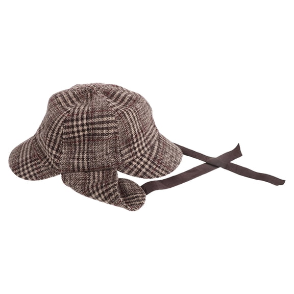 DEEPCRAFF Light Brown Deerstalker Hat Classic Ear Flap Detective Costume Accessory for Cosplay and Events