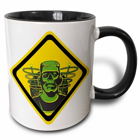 

3dRose Caution Sign Frankenstein Two Tone Black Mug 11oz