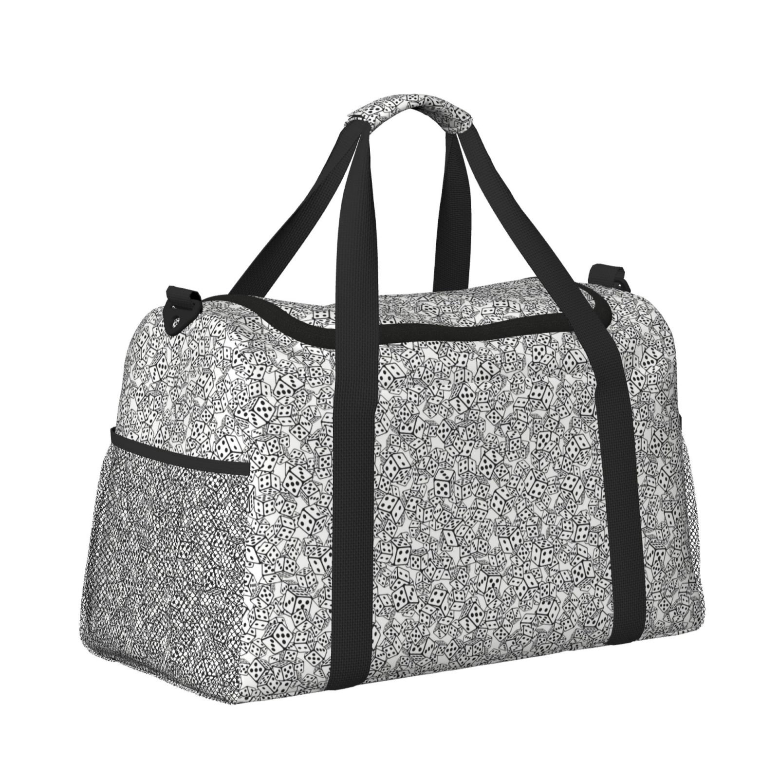 Picia Dice Cubes Print Travel Duffle Bag,Weekender Bags for Women with Shoe Compartment, Gym Duffel Bag with Wet Pocket, Hospital Bags for Labor and Delivery