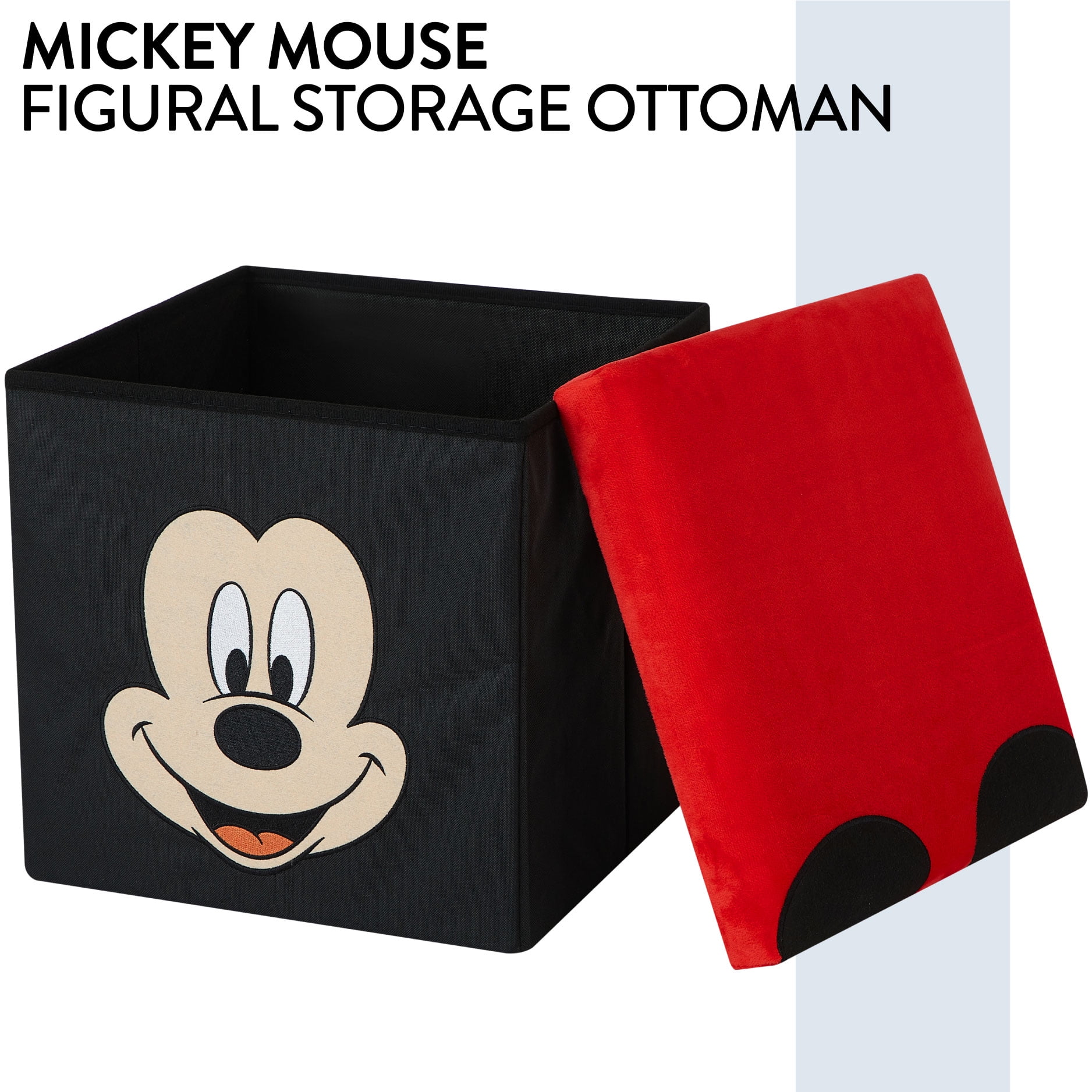 Disney Mickey Mouse Kids' Storage Ottoman, Red, 15" x 15" x 15"