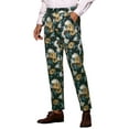 thumbnail image 4 of INSPIRE CHIC  Men's Floral Dressy Pants Flat Front Party Prom Flower Printed Slacks 30 Blue White, 4 of 5