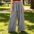 thumbnail image 4 of Palazzo Pants For Women High Waist Plaid Print Wide Leg Pants Casual Stretch Waistband Pants With Pockets Loose Fit For A Preppy Look Womens Pants, 4 of 6