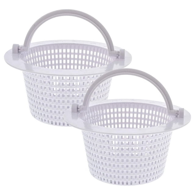 LEEYNEER Swimming Pool Skimmer Replacement Basket with Handle 2 Pack - Above Ground Thru-Wall Baskets