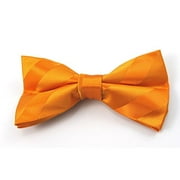 Orange Solid Color Tonal Stripe Clip on Bow Ties