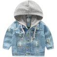 thumbnail image 1 of Baby Boys' Basic Denim Jacket Hoodie Button Down Jeans Jacket Top, 1 of 5