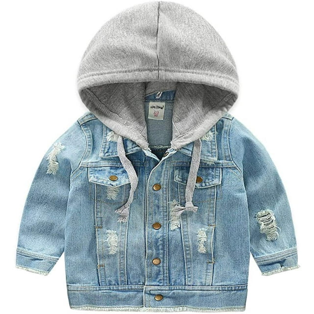 Baby Boys' Basic Denim Jacket Hoodie Button Down Jeans Jacket Top