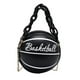 thumbnail image 2 of Bolso de hombro con cadena de piel sintética y diseño gráfico redondo para mujer Negro, 2 of 3