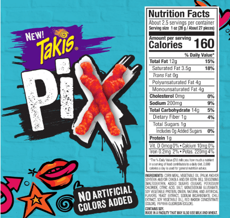 Takis Pix Fuego Hot Chili Pepper & Lime Flavored Snack – 14 Bags, 2.875 oz Each – Spicy & Crunchy Corn Snack