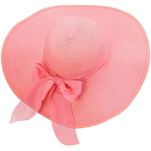 Women's Wide Brim Sun Protection Straw Hat,Folable Floppy Hat