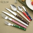 thumbnail image 4 of Rivet ABS Faux Wood Handle Silverware Set - 6-Piece Stainless Steel Flatware with Steak Knife, Fork, Spoon, Teaspoon, Dessert Fork and Butter Knife - Elegant Tableware Cutlery for Dining (Pink), 4 of 6