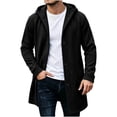 thumbnail image 2 of Fanshiluo Men's Mid-Length Hooded Single Breasted Knit Cardigan Jacket, Long Sleeve Casual Warm Outerwear,Size S-3XL, 2 of 6
