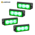 thumbnail image 1 of 4pc LAMPHUS SolarBlast 3W LED Emergency Volunteer Vehicle Grill Deck Warning Light Head (Flash Mode Sync-able across Units) - GREEN, 1 of 8