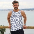thumbnail image 6 of Fuzoiu Dark Blue Snowflakes Print Men's Workout Tank Tops,Sleeveless Gym Shirt Quick Dry,Fitness Bodybuilding T-Shirt,Muscle Athletic Workout Tee-Medium, 6 of 7
