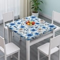 thumbnail image 3 of Pioneer Flower Floral Print Pattern Square Fitted Tablecloth with Elastic Edge,Square Table Cover,Washable Elastic Table Cover for Home Kitchen Party Decor 34"x34", 3 of 6