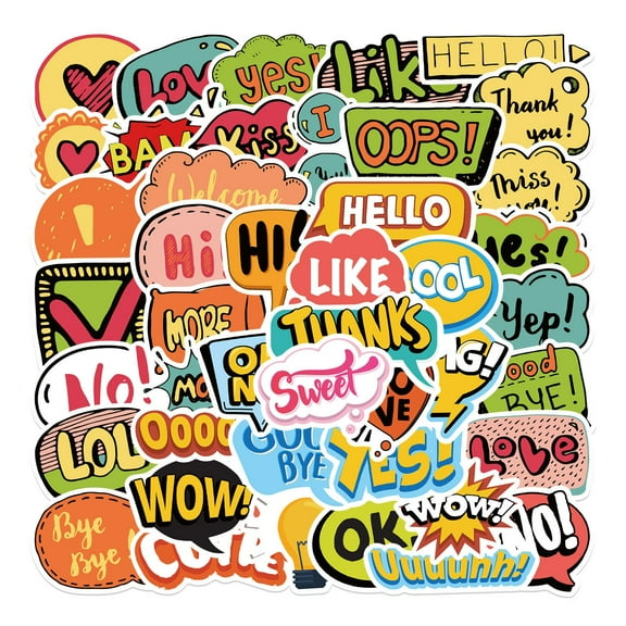 Clearance Stickers under $5,Cartoon Surprise Text Sticker Luggage Guitar Notebook DIY Sticker Decoration