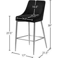thumbnail image 3 of Meridian Furniture Karina 27.5"H Velvet Counter Stool in Black (Set of 2), 3 of 5