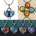 thumbnail image 2 of BaiTrend Good Luck Stainless Steel Demon Eye Evil Time Gem Pendant Necklace Men s Jewelry Leather Rope Light Brown, 2 of 9