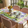 thumbnail image 3 of Watercolor Truck Flowers Table Cloths for 6 Foot Rectangle Tables, Spring Butterflies Botanical Plaid Patio Waterproof Elastic Fitted Tablecloths, Washable Rectangular Table Cover for Camping, 3 of 8