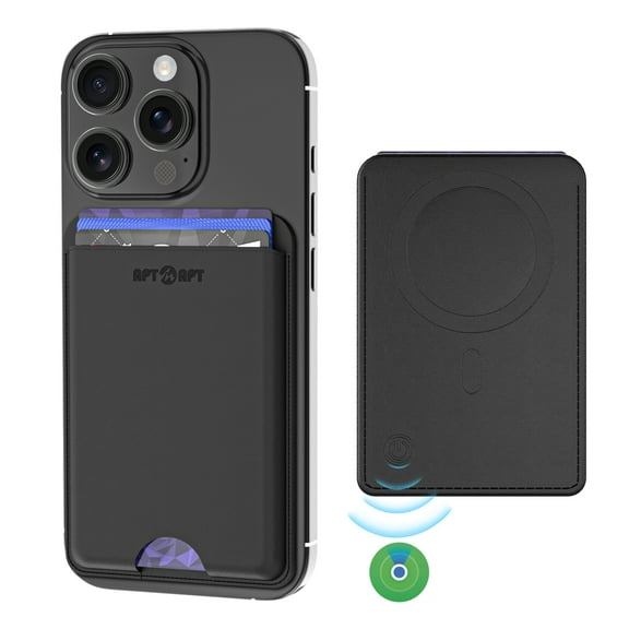 Magsafe Wallet with Apple Find My, Ultra-slim Magnetic Phone Card Holder for iPhone 16/15/14/13/12 Series, 13/12 Mini, Fits 3 Cards, Wireless Charging, Black