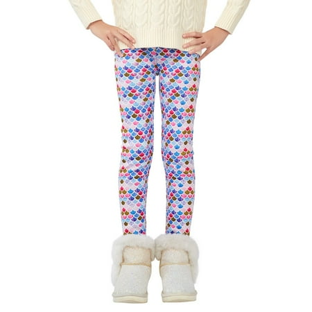 

baozhu Girls Winter Mermaid Fleece Lined Leggings Toddler Kids Rainbow Thicken Warm Classic Tights Trousers 3-13T