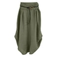 thumbnail image 2 of ICHUANYI Clearance Women's Fashion Casual Solid Loose Sashes Mid-Calf Women's Skirt(Army Green, XL) ICHUANYI WER2023080706703, 2 of 4