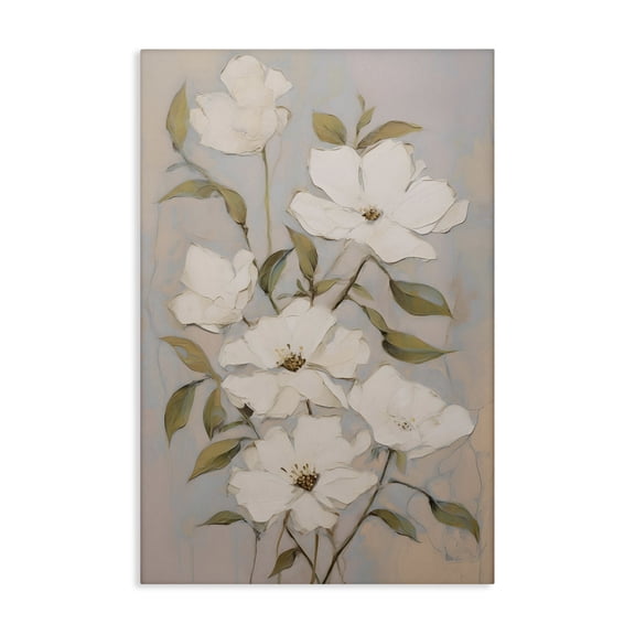 Stupell Industries Shabby Chic Pearly White Flowers Canvas Art, 16 x 24, by Petals Prints Design