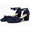 thumbnail image 4 of Women  Closed-Toe Ankle-Strap Pumps with Bow Detail — Low Block Heel Dress Shoes, 4 of 4