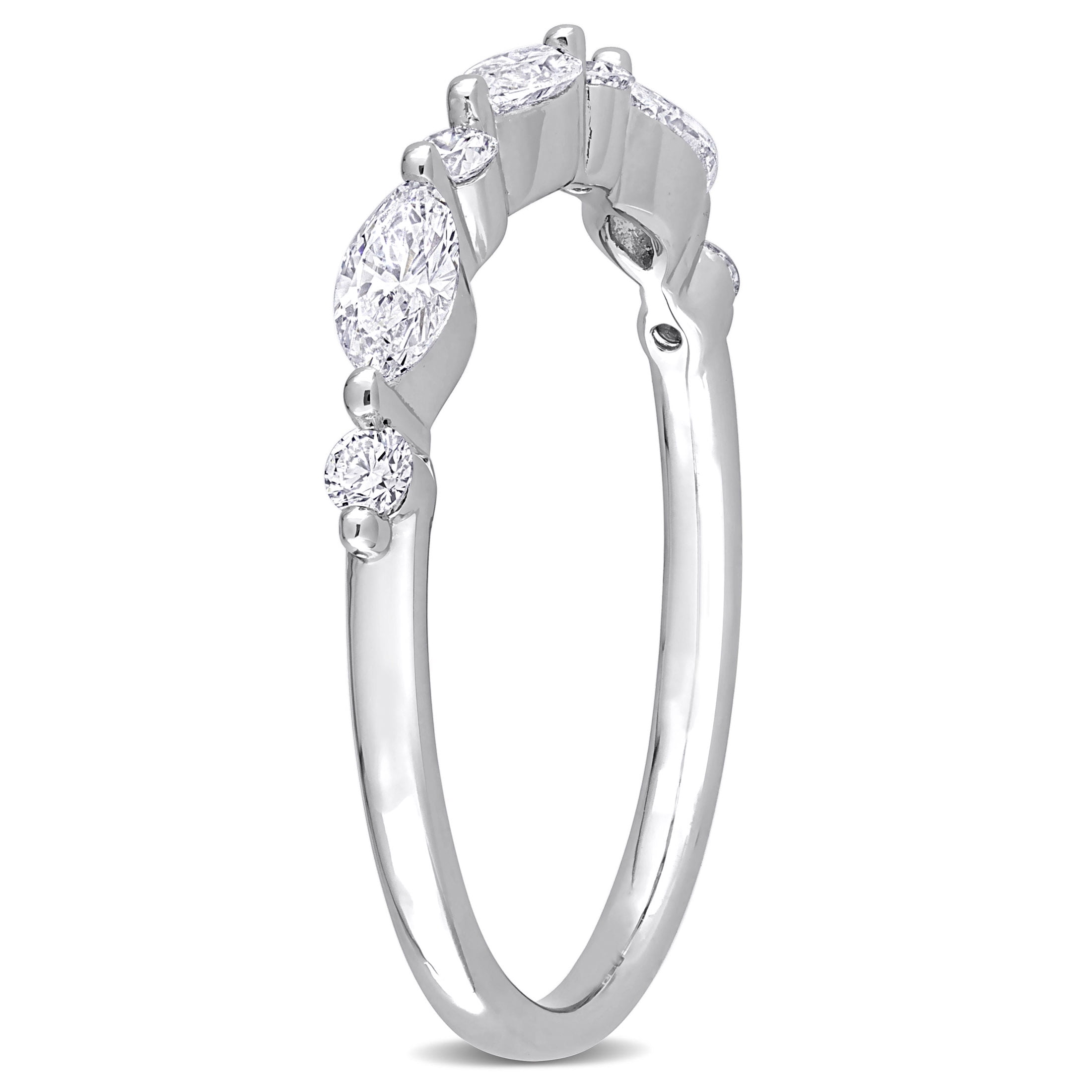 Created Forever Women's 5/8 Carat T.G.W. Lab Created Diamond Platinum Plated Sterling Silver Semi-Eternity Ring