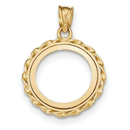 14k Yellow Gold Twisted Wire Prong 110ae Bezel Necklace Pendant Charm Coin Holdersbezel American Eagle