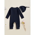 thumbnail image 6 of BemeyourBBs Preemie Newborn Going Home Outfit Baby Boy Girl Ribbed Knit Romper Hat Set Long Sleeve Button One Piece Jumpsuit Spring Fall Winter Sleepers Clothes, 6 of 9